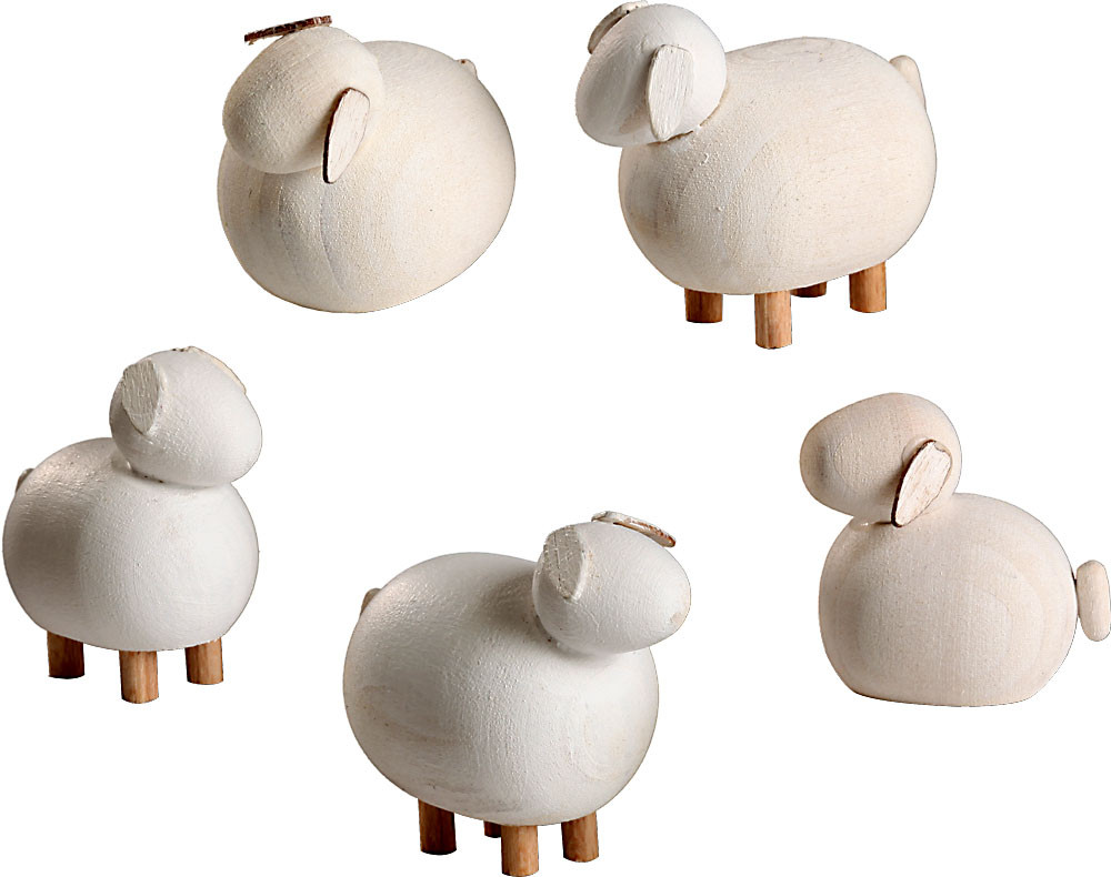 Seiffener Volkskunst Schafe, 5-teilig