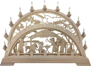 Taulin Schwibbogen Christgeburt mit Pinien - mit LED Band
