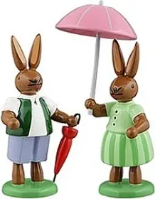 Ellmann Hasenpaar mit 2 Regenschirme