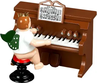 Ellmann Engel mit Harmonium, braun, mit Krone
