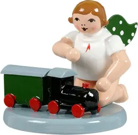Ellmann Engel mit Eisenbahn, kniend, ohne Krone