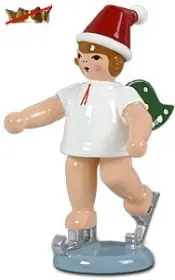 Ellmann Weihnachtsengel mit Schlittschuh - stehend, ohne Krone, farbig