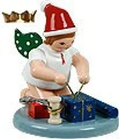 Ellmann Weihnachtsengel mit Geschenken - kniend, mit Krone