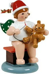 Ellmann Weihnachtsengel mit Teddy - sitzend, ohne Krone