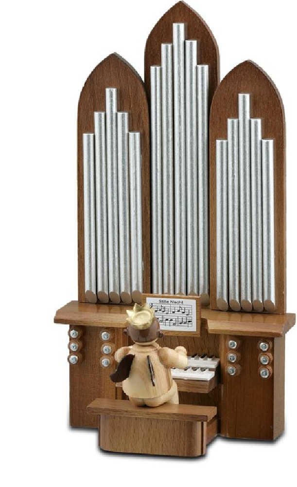 Ellmann Engel mit Orgel Natur (mit Spielwerk) mit-Krone