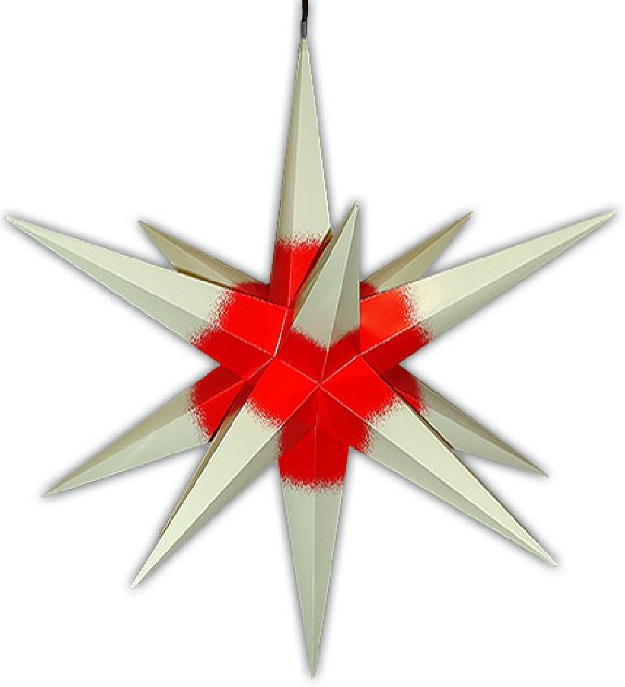 Haßlauer Advent-Außenstern, cremefarben mit rotem Kern 75cm