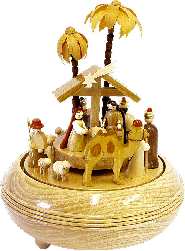 Richard Glässer Spieldose Christi Geburt, natur, 36er Spielwerk