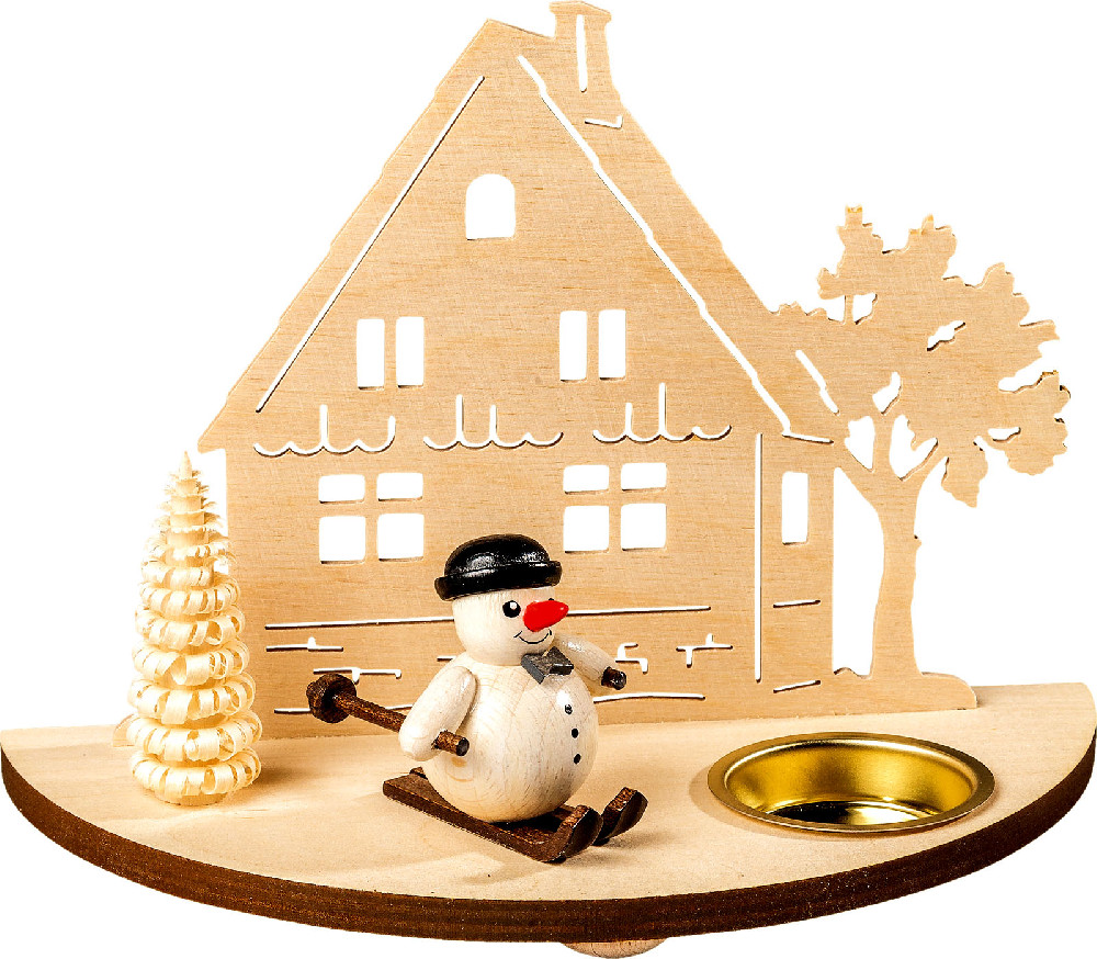 candleholder with figures - snowman, black