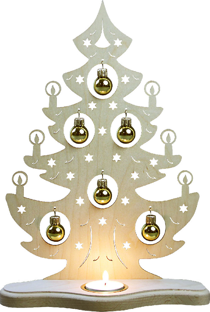 WEIGLA Teelichthalter Weihnachtsbaum mit goldenen Kugeln