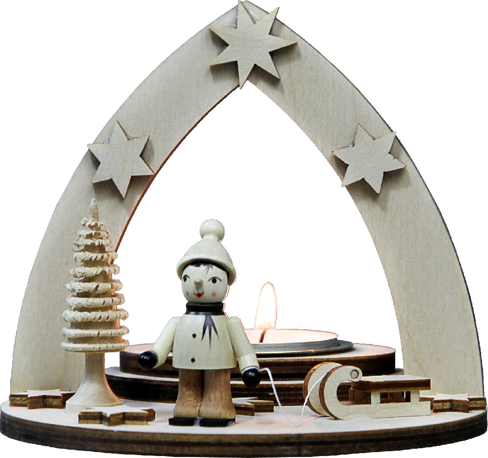 tealight holder winter child with sledge