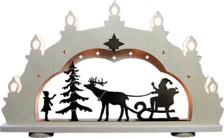 WEIGLA LED Lichterbogen Weihnachtsmann auf Schlitten, rustikal, 7 flg.