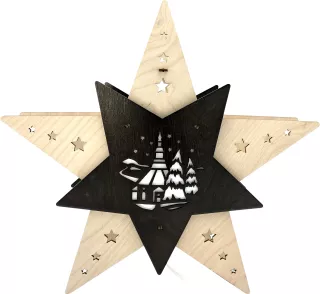 WEIGLA LED Weihnachtsstern Seiffener Kirche - natur/braun, stehend